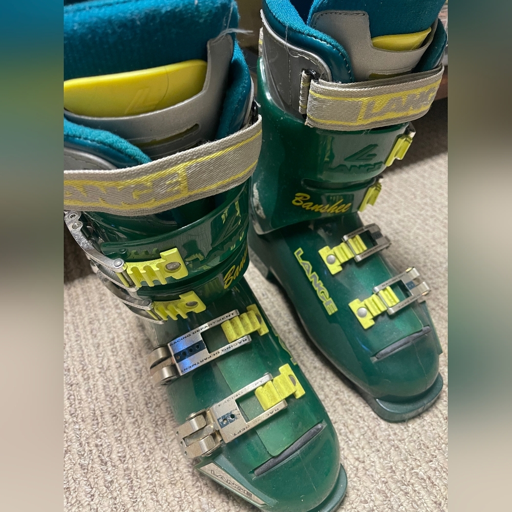 Lange Banshee XR Ski Boots- Green with Yellow Accents